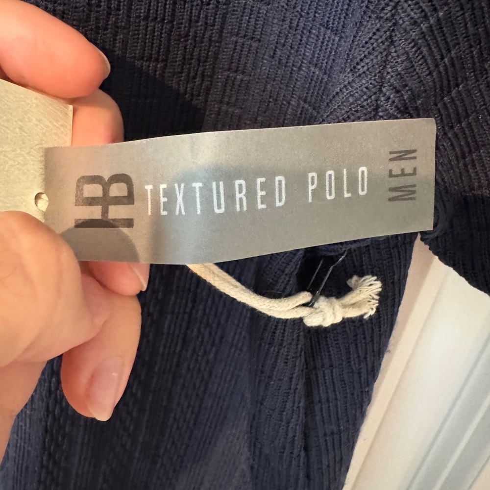 Textured Navy Blue Polo Shirt/ New with Tags - Picture 5 of 5